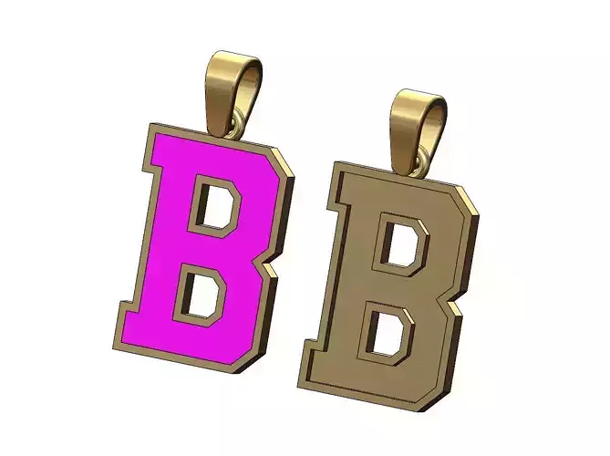 B enamel varsity letter sports letterman jersey pendant charm 3D print model