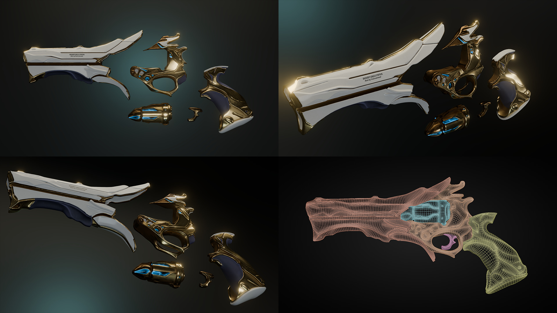 Inferno Blanca  Sci-Fi Desert Eagle Pistol Game Ready 3D Asset 3D model_5