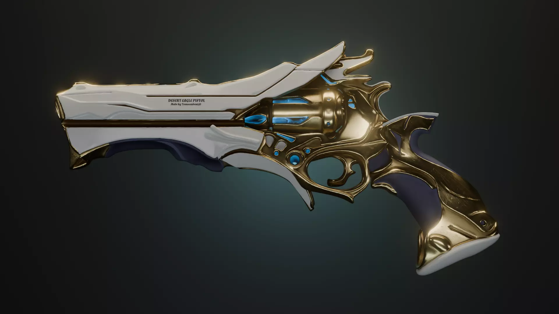 Inferno Blanca  Sci-Fi Desert Eagle Pistol Game Ready 3D Asset 3D model_0