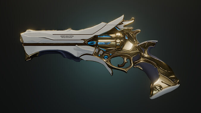 Inferno Blanca  Sci-Fi Desert Eagle Pistol Game Ready 3D Asset 3D model