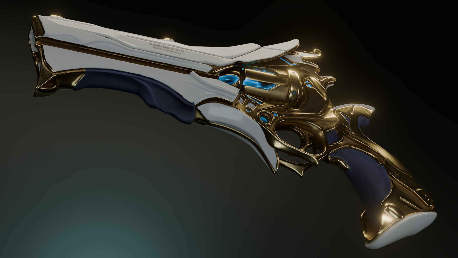 Inferno Blanca  Sci-Fi Desert Eagle Pistol Game Ready 3D Asset 3D model_2