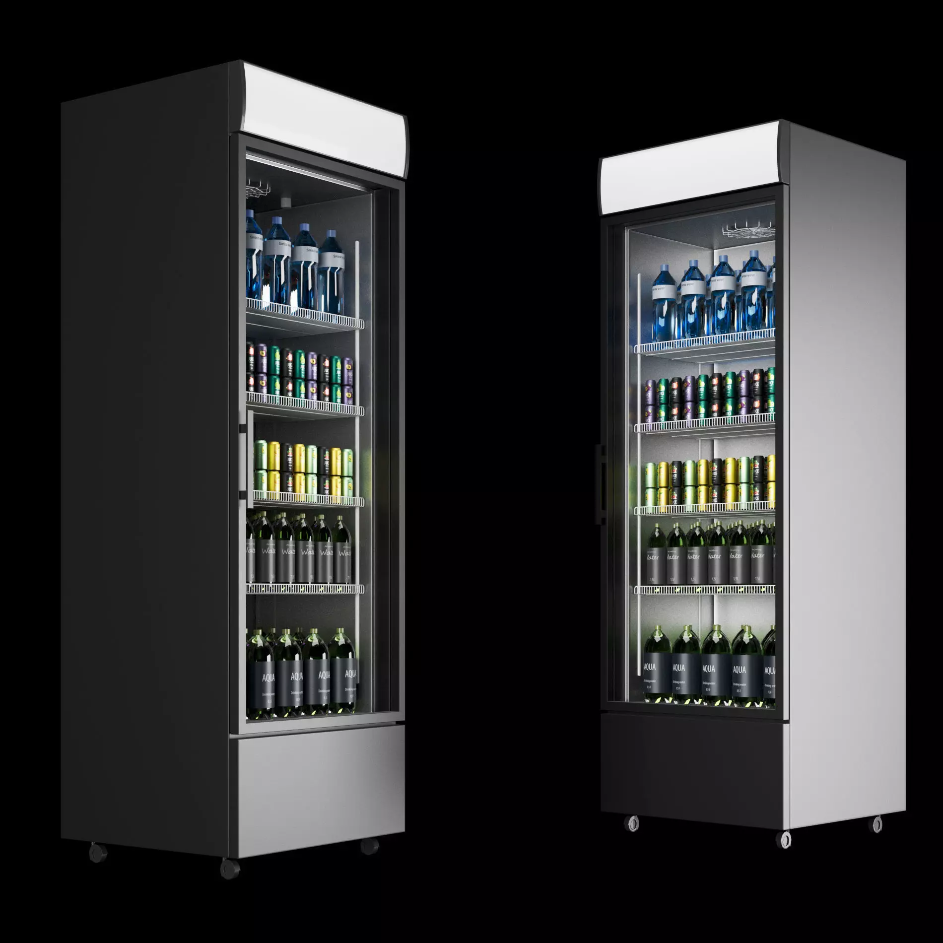 Commercial Beverage Display Fridge with Drinks 3D model
