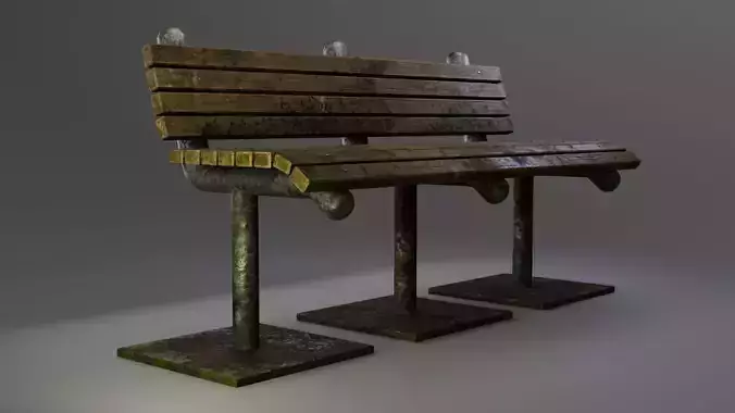Old Rusty Metal Bench GameReady Low Poly PBR Asset Low-poly 3D model