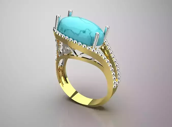  Luxury two-tone ring with turquoise modelgr0112 3D print model