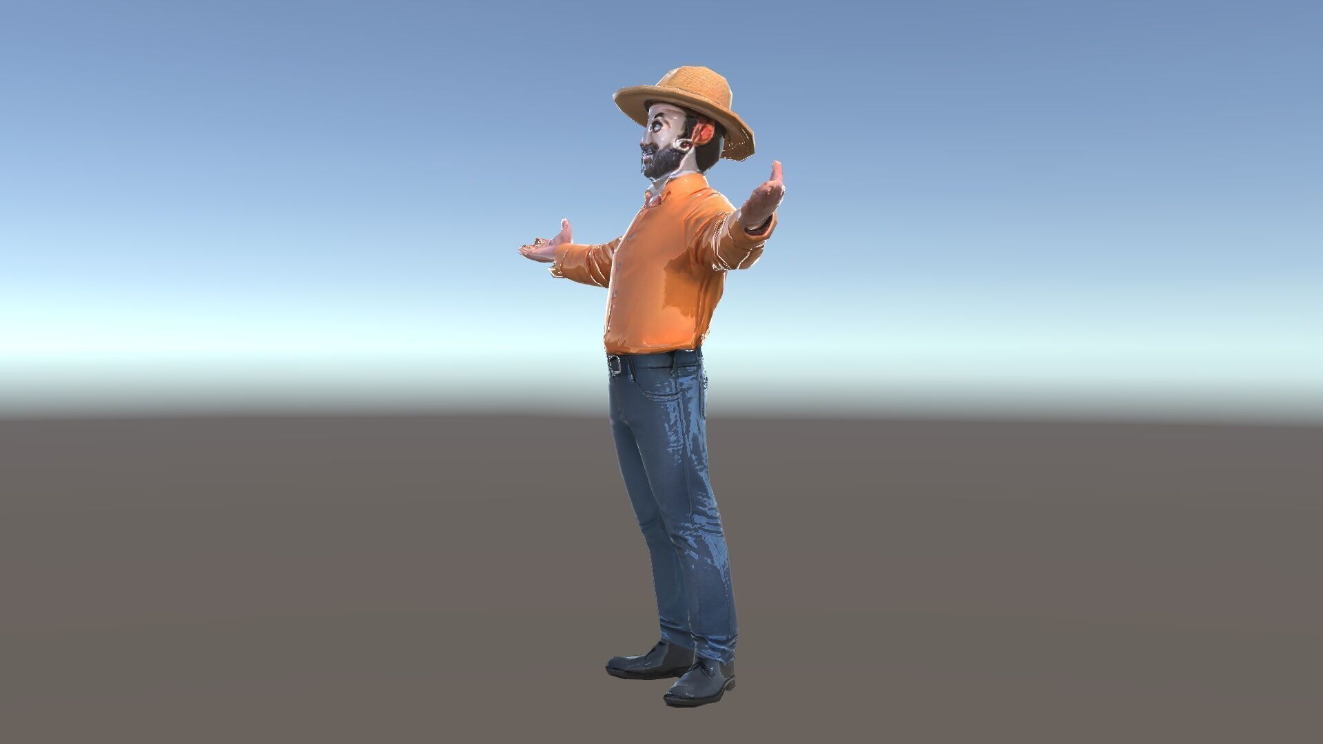 Smiling Farmer with Hat D Character Model Low-poly 3D model_10