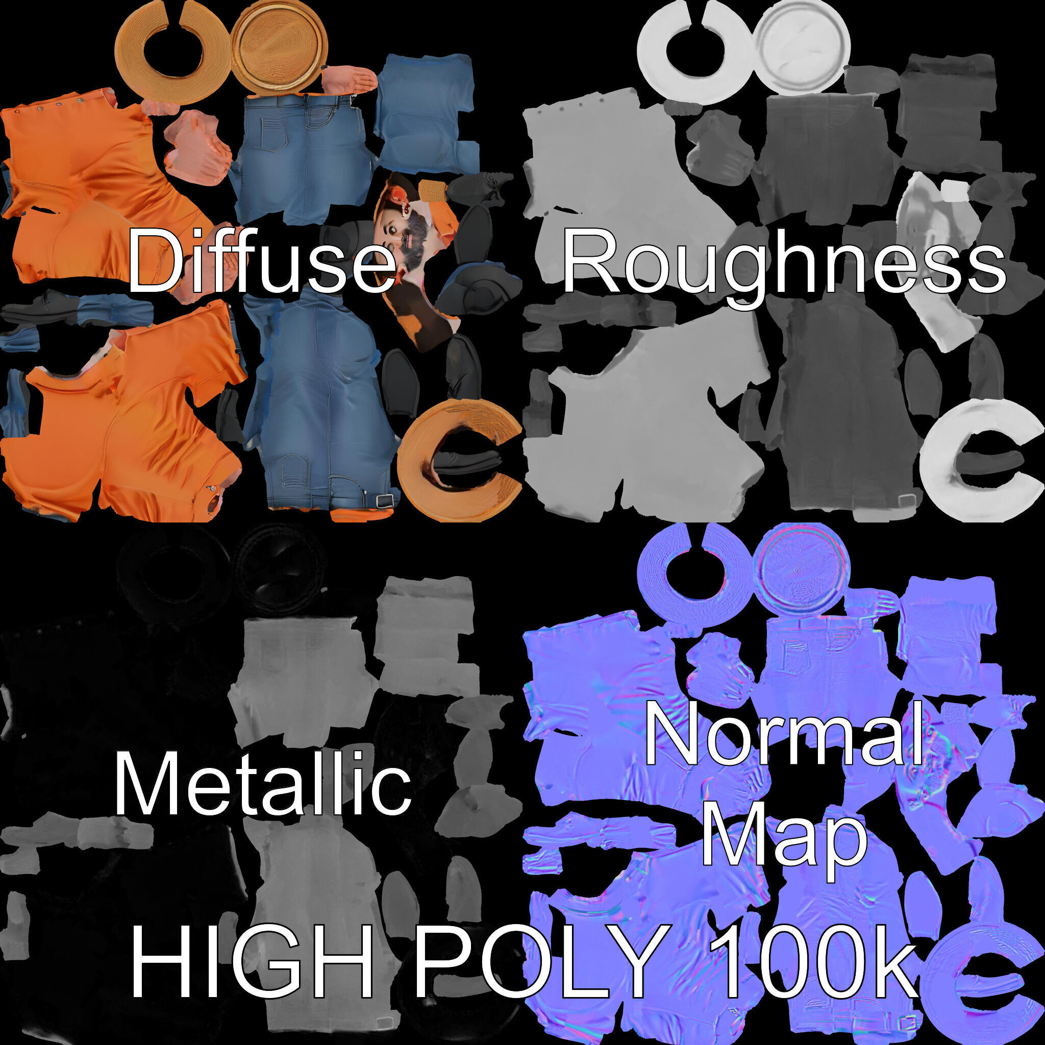 Smiling Farmer with Hat D Character Model Low-poly 3D model_3