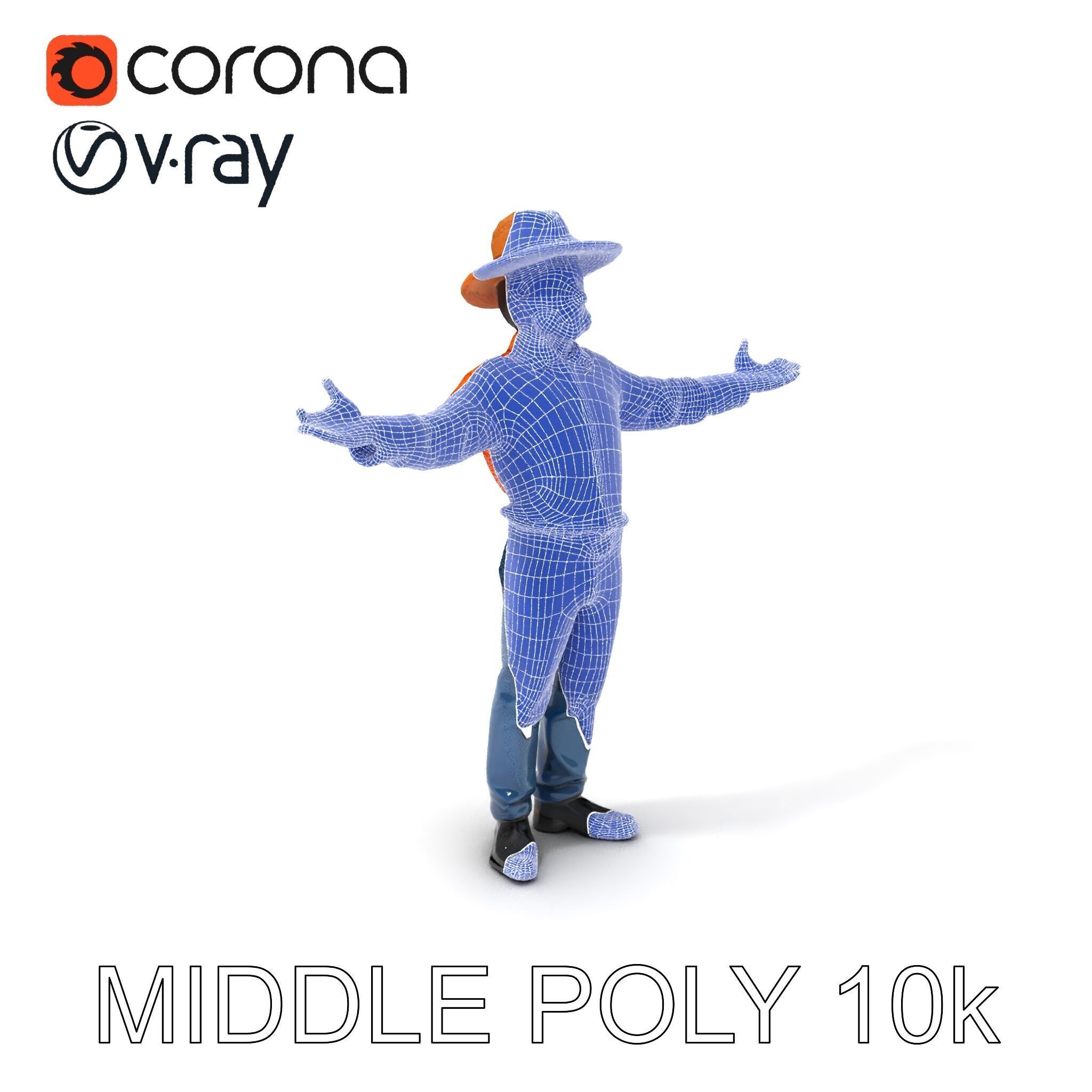 Smiling Farmer with Hat D Character Model Low-poly 3D model_31