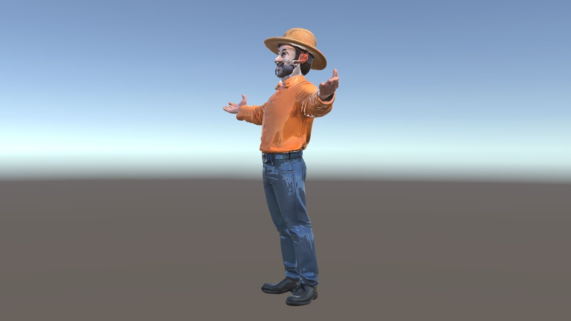 Smiling Farmer with Hat D Character Model Low-poly 3D model_5