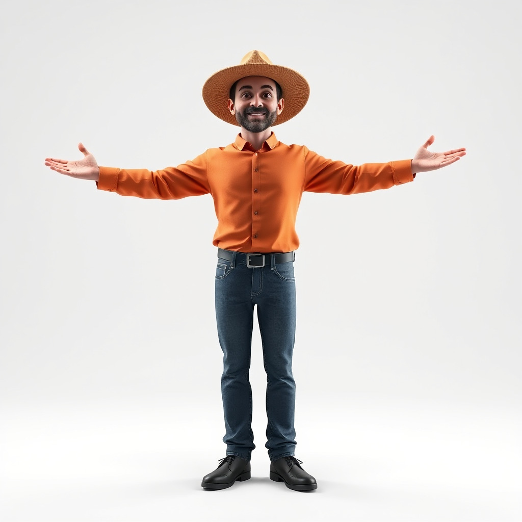 Smiling Farmer with Hat D Character Model Low-poly 3D model_2