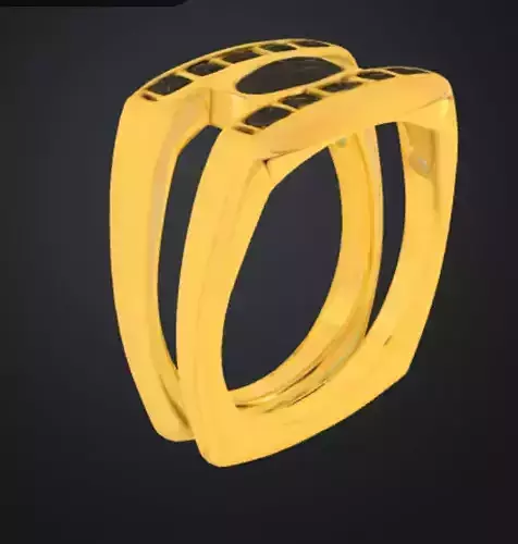 Ring double square with diamonds