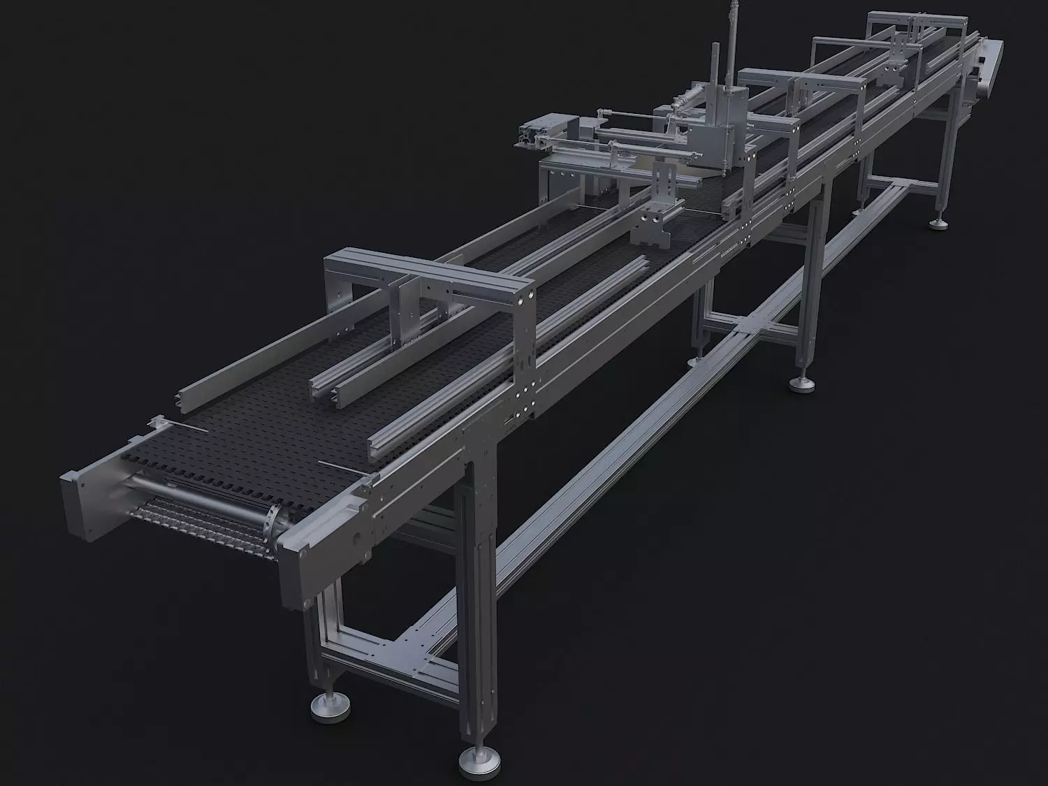 Small mesh belt conveyor line diverter 3D model_0