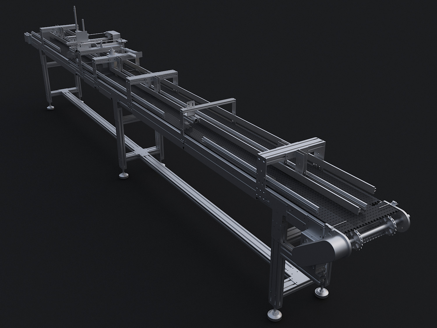 Small mesh belt conveyor line diverter 3D model_1
