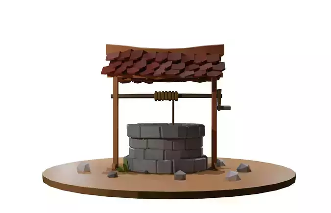 Low Poly Water Well Stylized Game Asset Cartoon Environment Prop Free low-poly 3D model