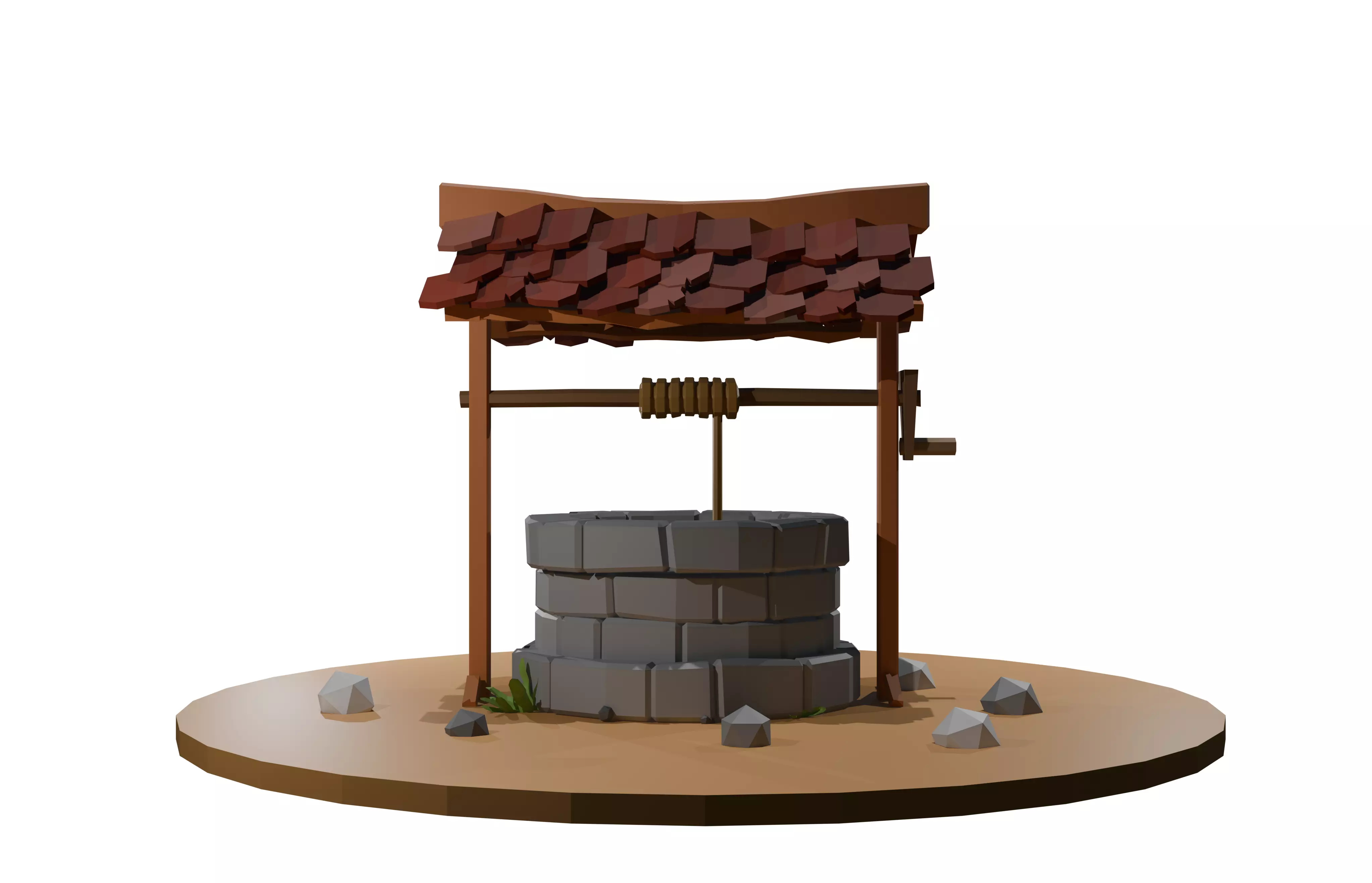 Low Poly Water Well Stylized Game Asset Cartoon Environment Prop Free low-poly 3D model