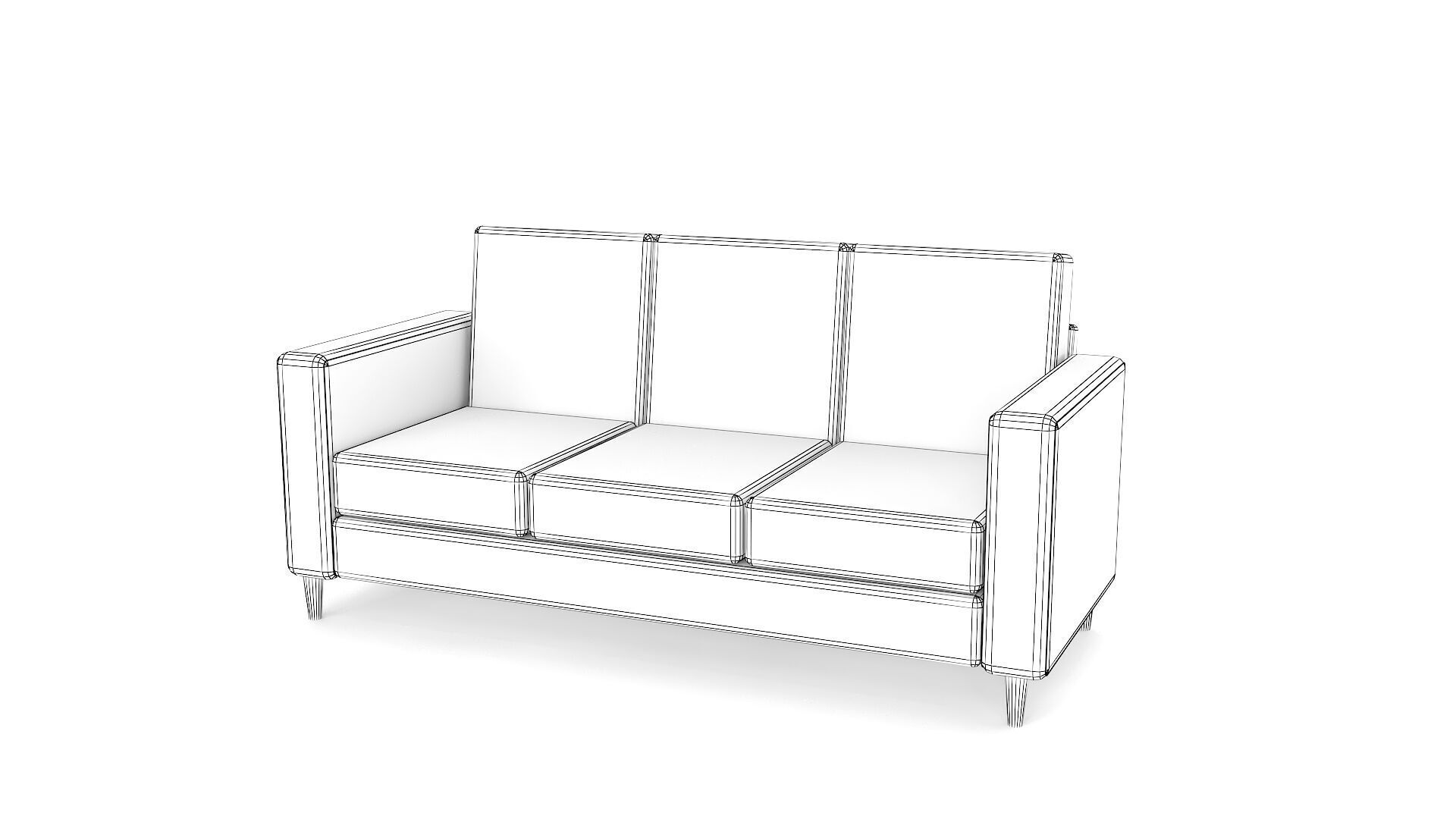 Black Leather Sofa Low-poly 3D model_5