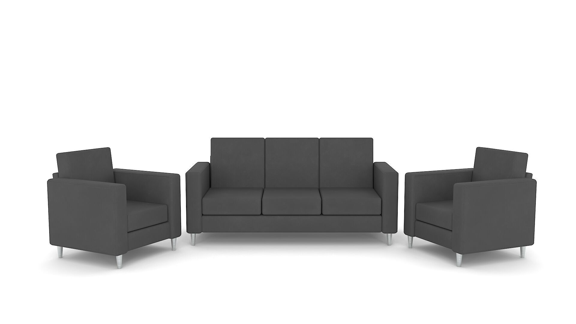 Black Leather Sofa Low-poly 3D model_4