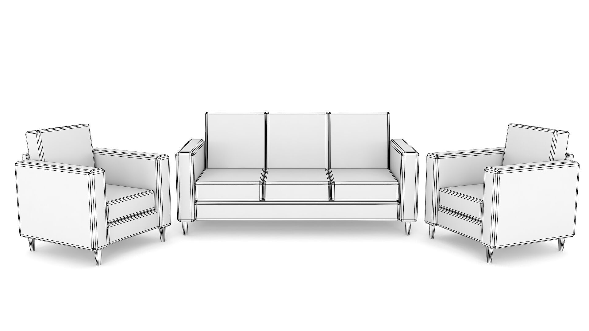 Black Leather Sofa Low-poly 3D model_6