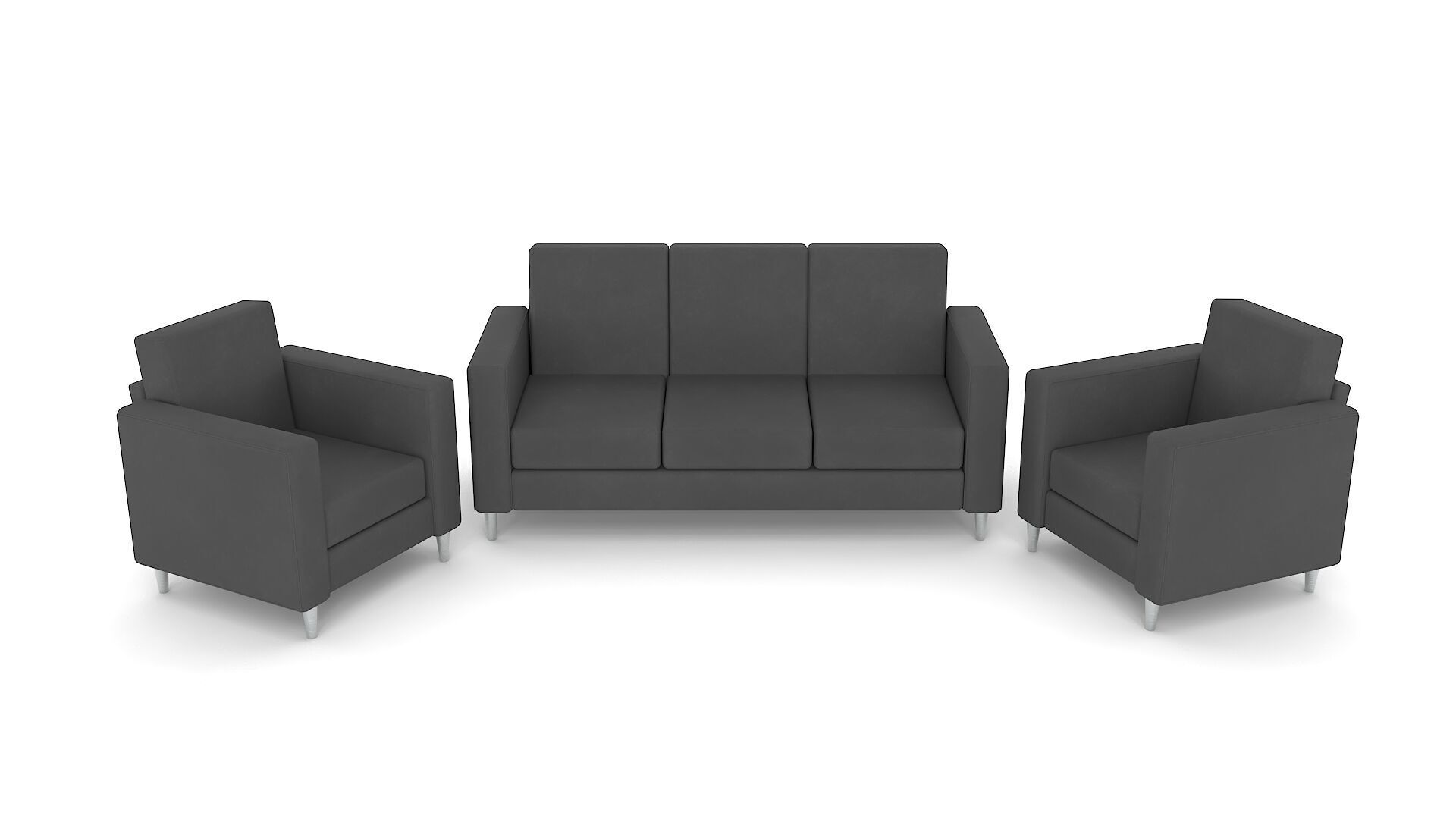 Black Leather Sofa Low-poly 3D model_3