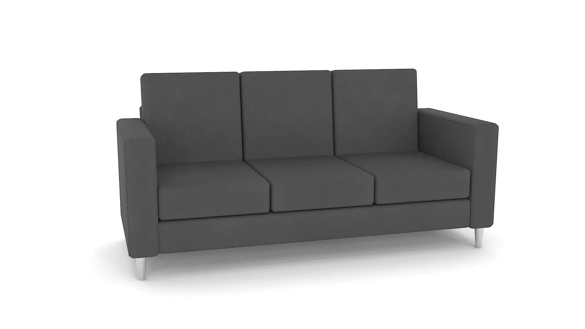 Black Leather Sofa Low-poly 3D model_0
