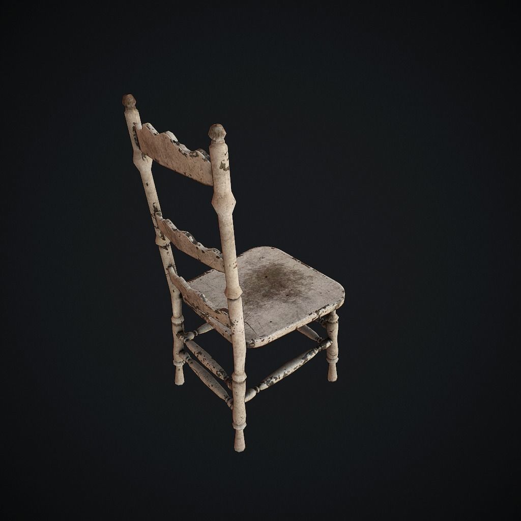 Old Chair pbr Low-poly 3D model_3