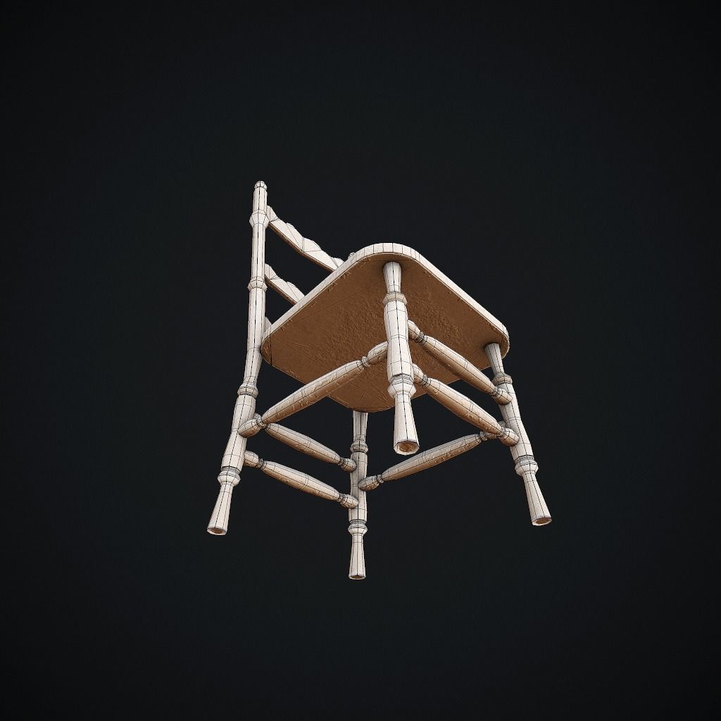 Old Chair pbr Low-poly 3D model_15