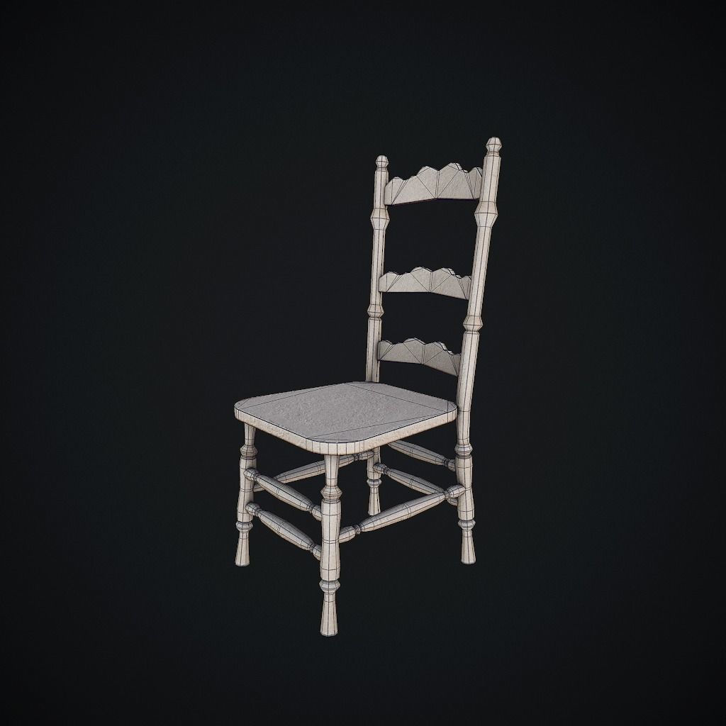 Old Chair pbr Low-poly 3D model_16