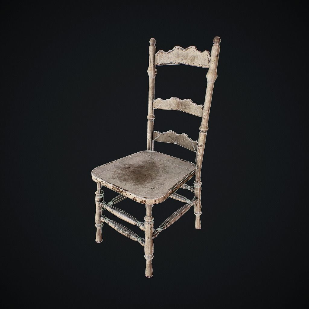 Old Chair pbr Low-poly 3D model_7