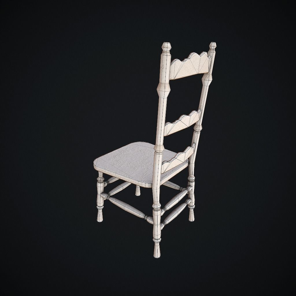 Old Chair pbr Low-poly 3D model_13
