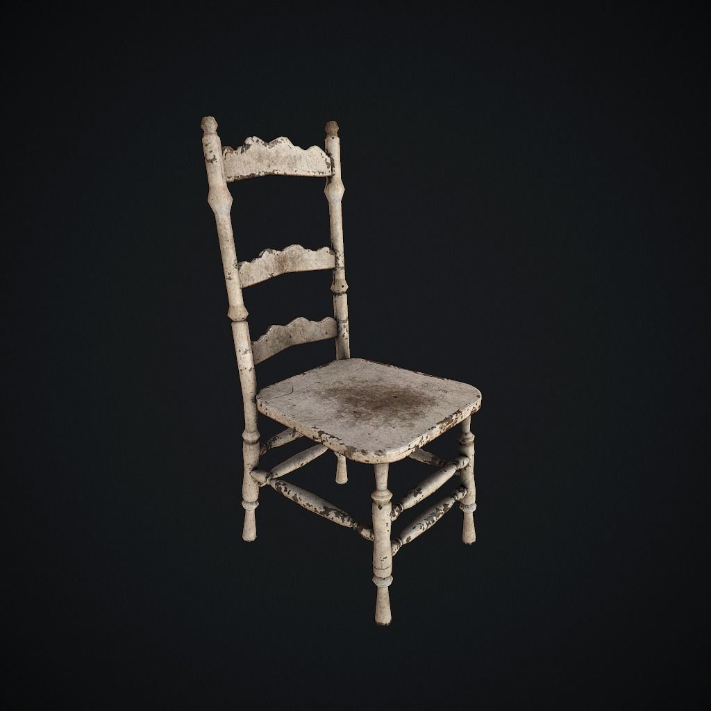 Old Chair pbr Low-poly 3D model_2
