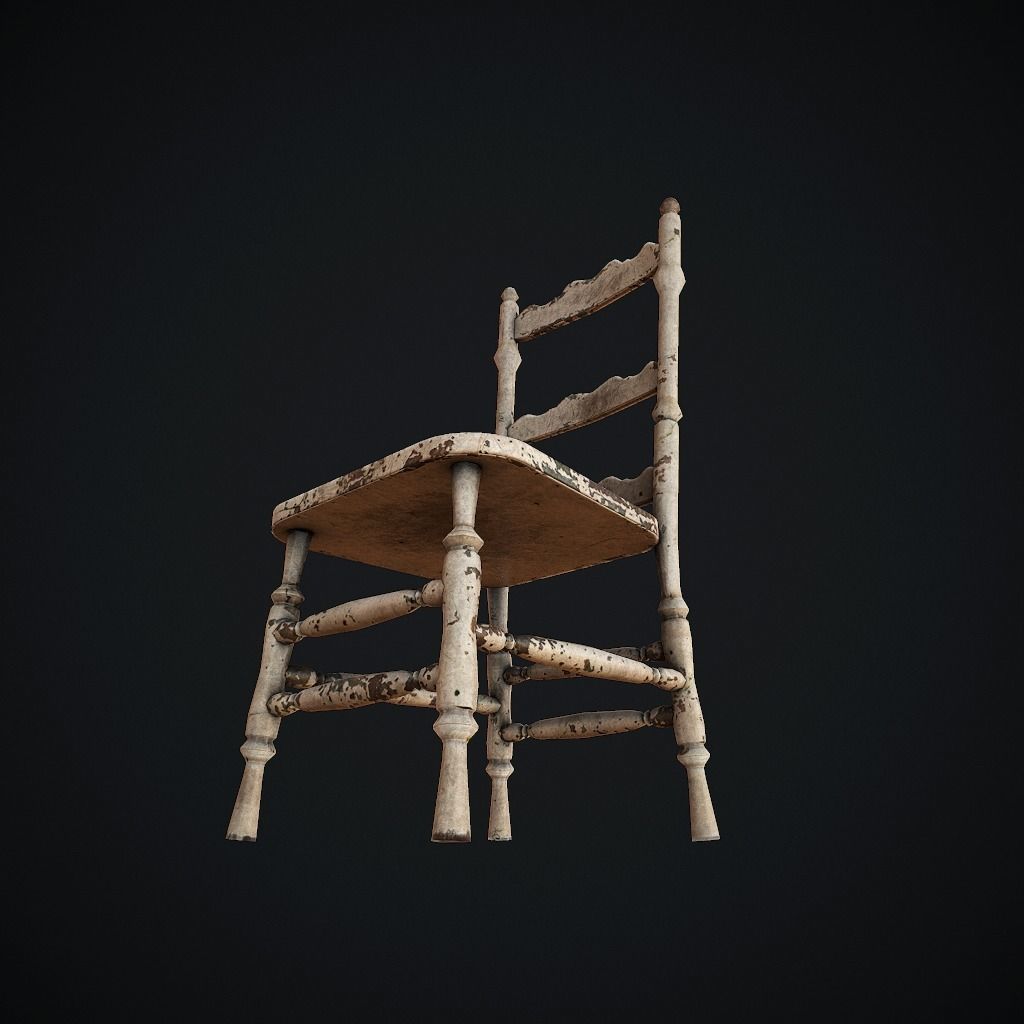 Old Chair pbr Low-poly 3D model_5
