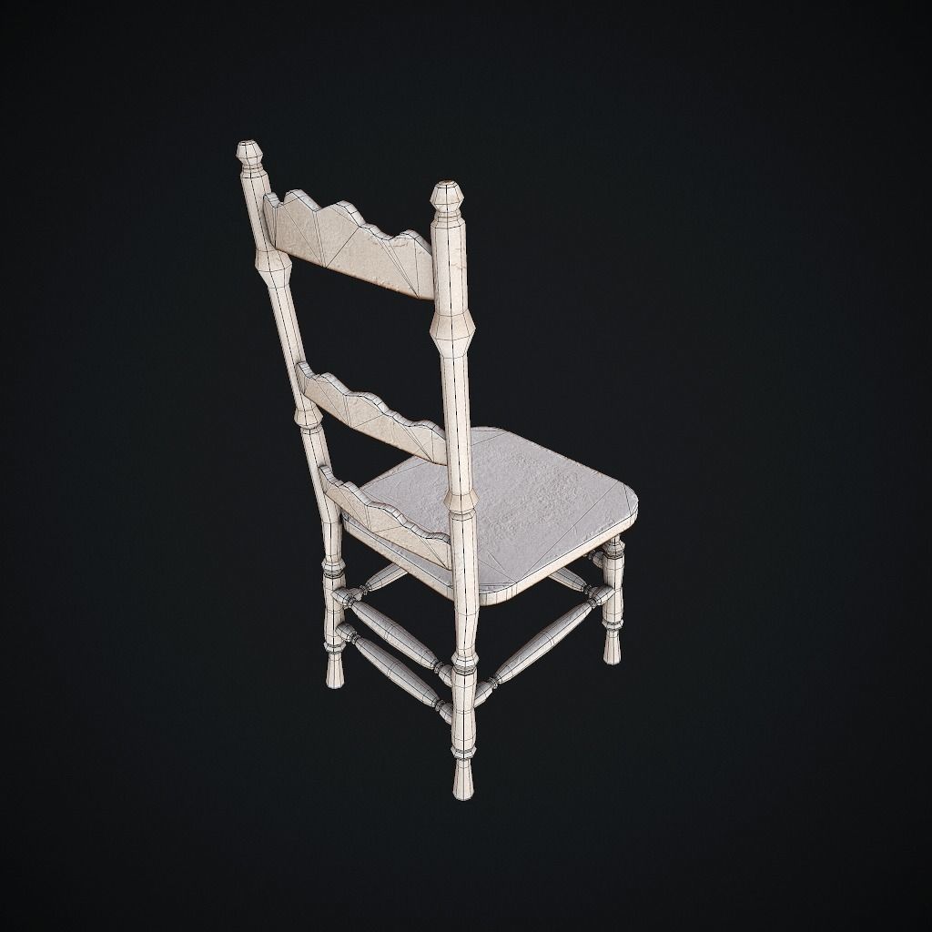 Old Chair pbr Low-poly 3D model_12