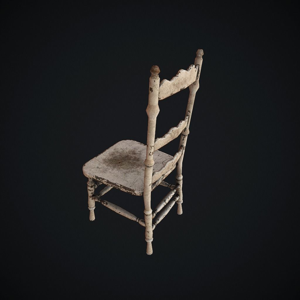 Old Chair pbr Low-poly 3D model_4