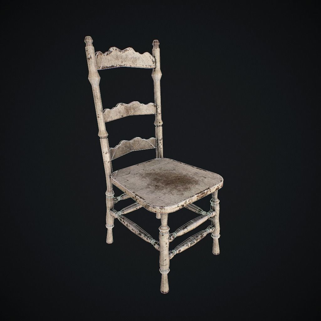 Old Chair pbr Low-poly 3D model_8