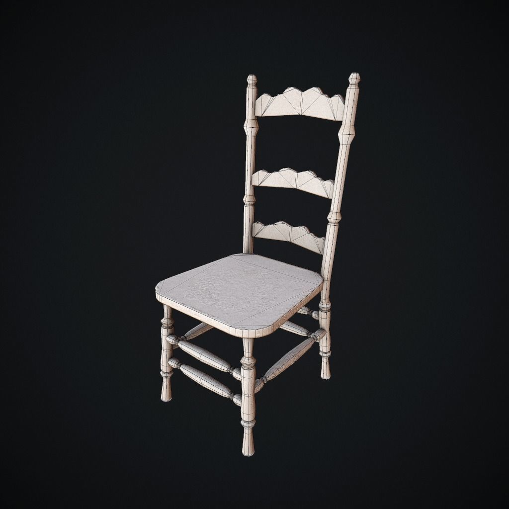 Old Chair pbr Low-poly 3D model_10