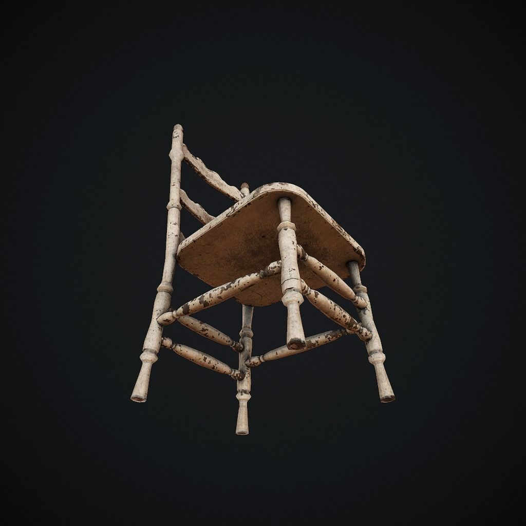 Old Chair pbr Low-poly 3D model_6