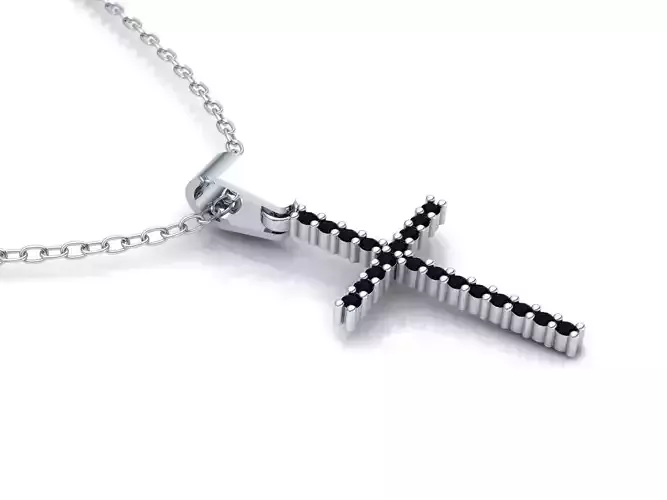 Black Gemstone Cross Pendant 3DModel 3D print model