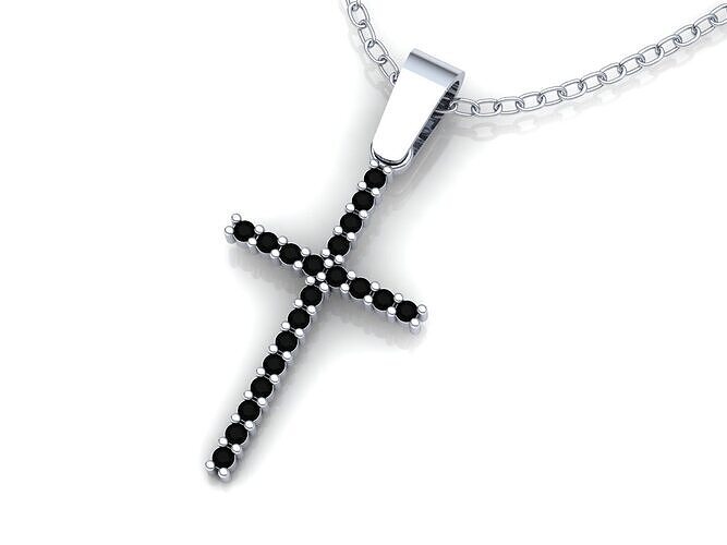 Black Gemstone Cross Pendant 3DModel Free 3D print model