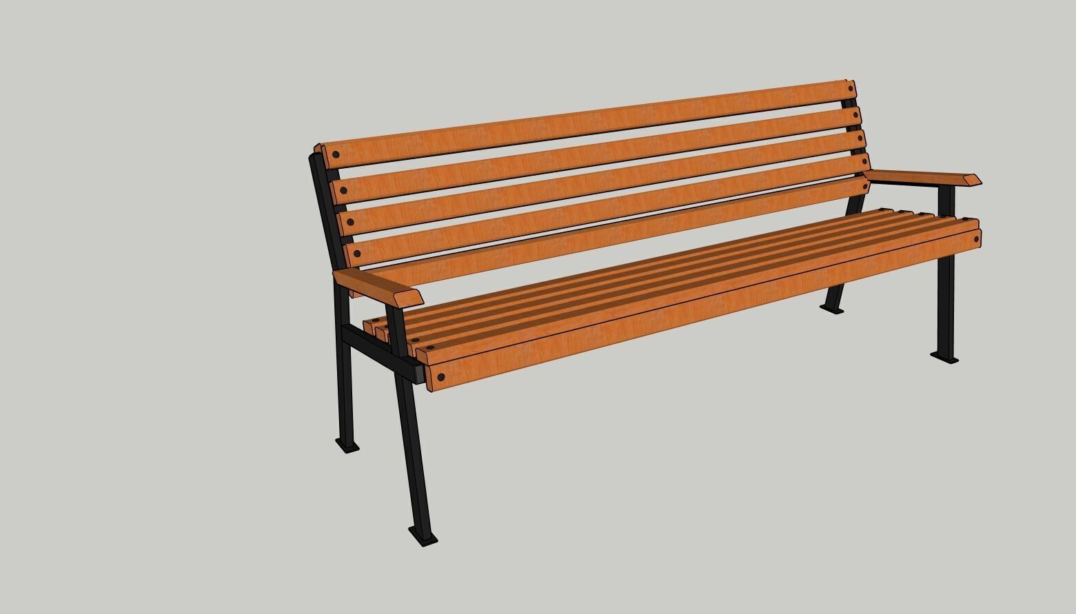 Garden Bench Low-poly 3D model_1