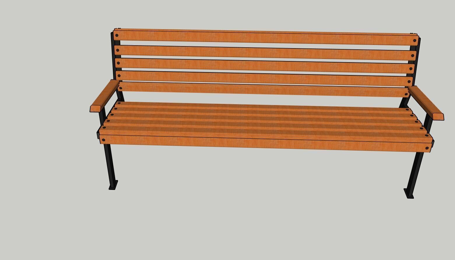 Garden Bench Low-poly 3D model_4