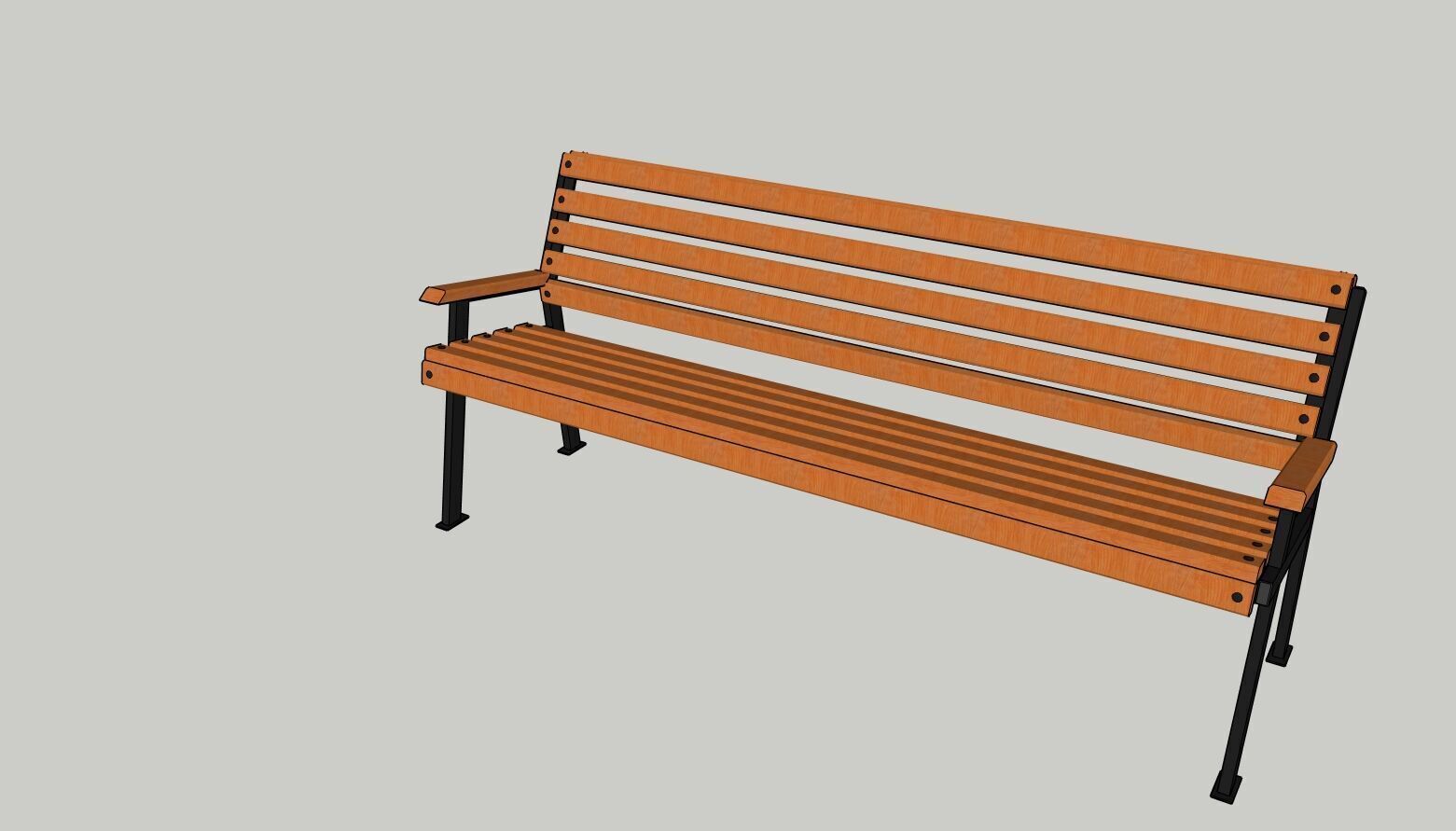 Garden Bench Low-poly 3D model_3