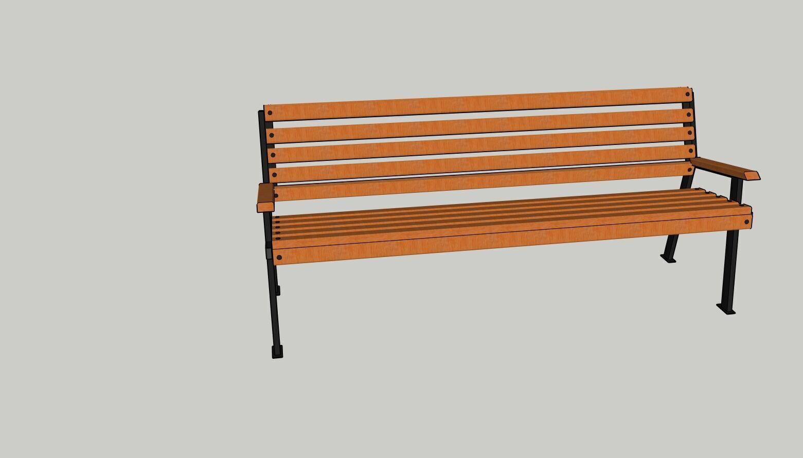 Garden Bench Low-poly 3D model_2