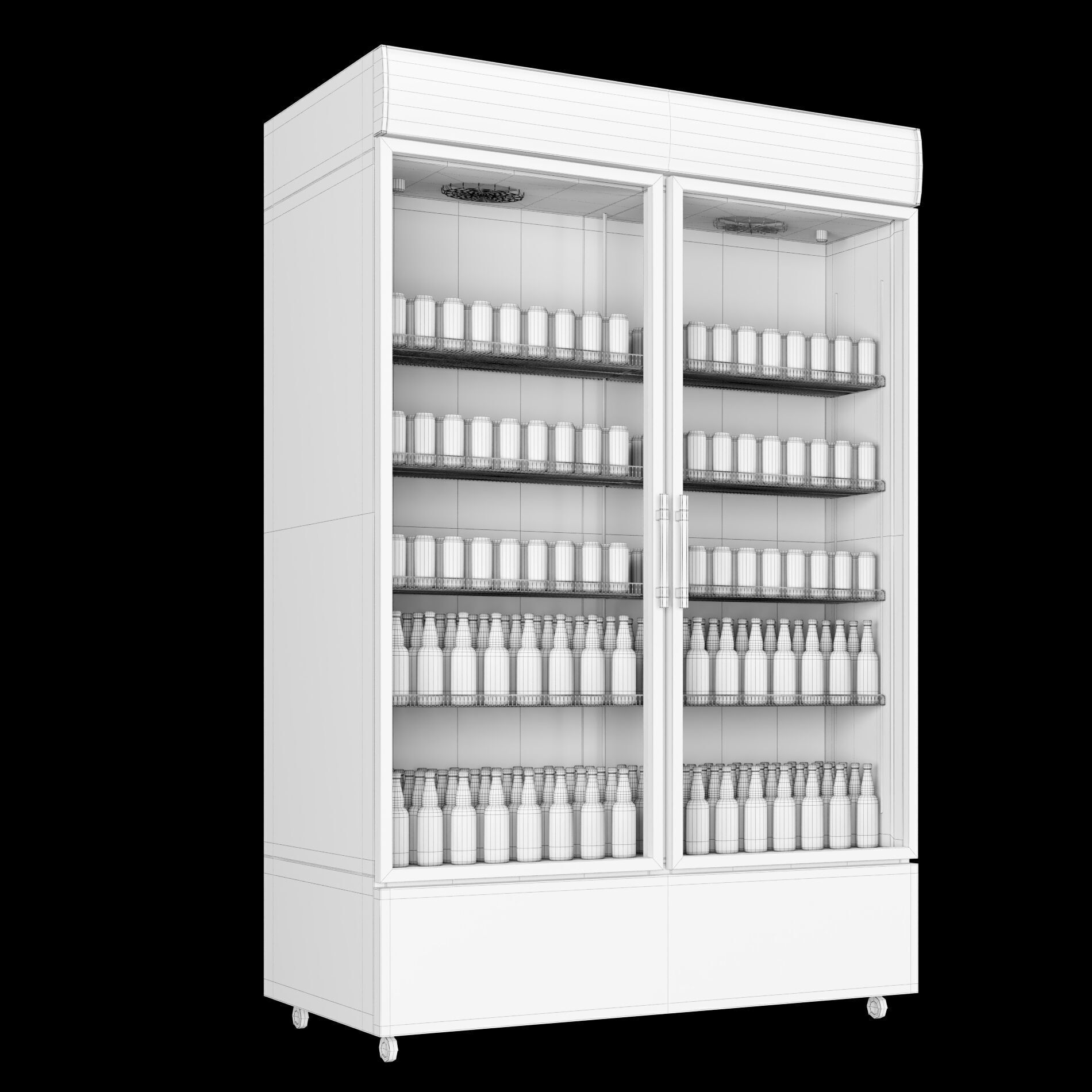 Fridge with drinks 2 3D model_2