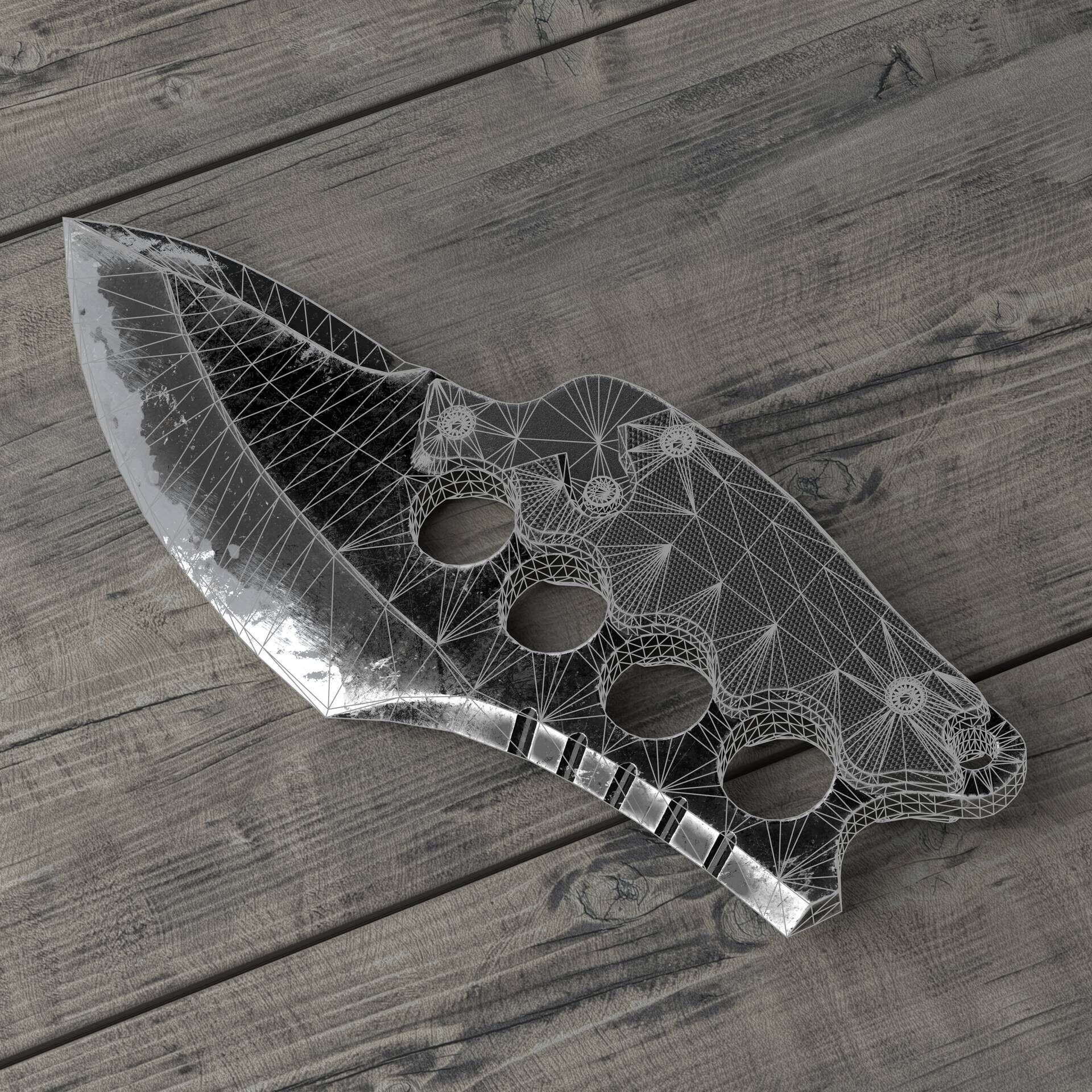 Combat hunter knife low poly Low-poly 3D model_3