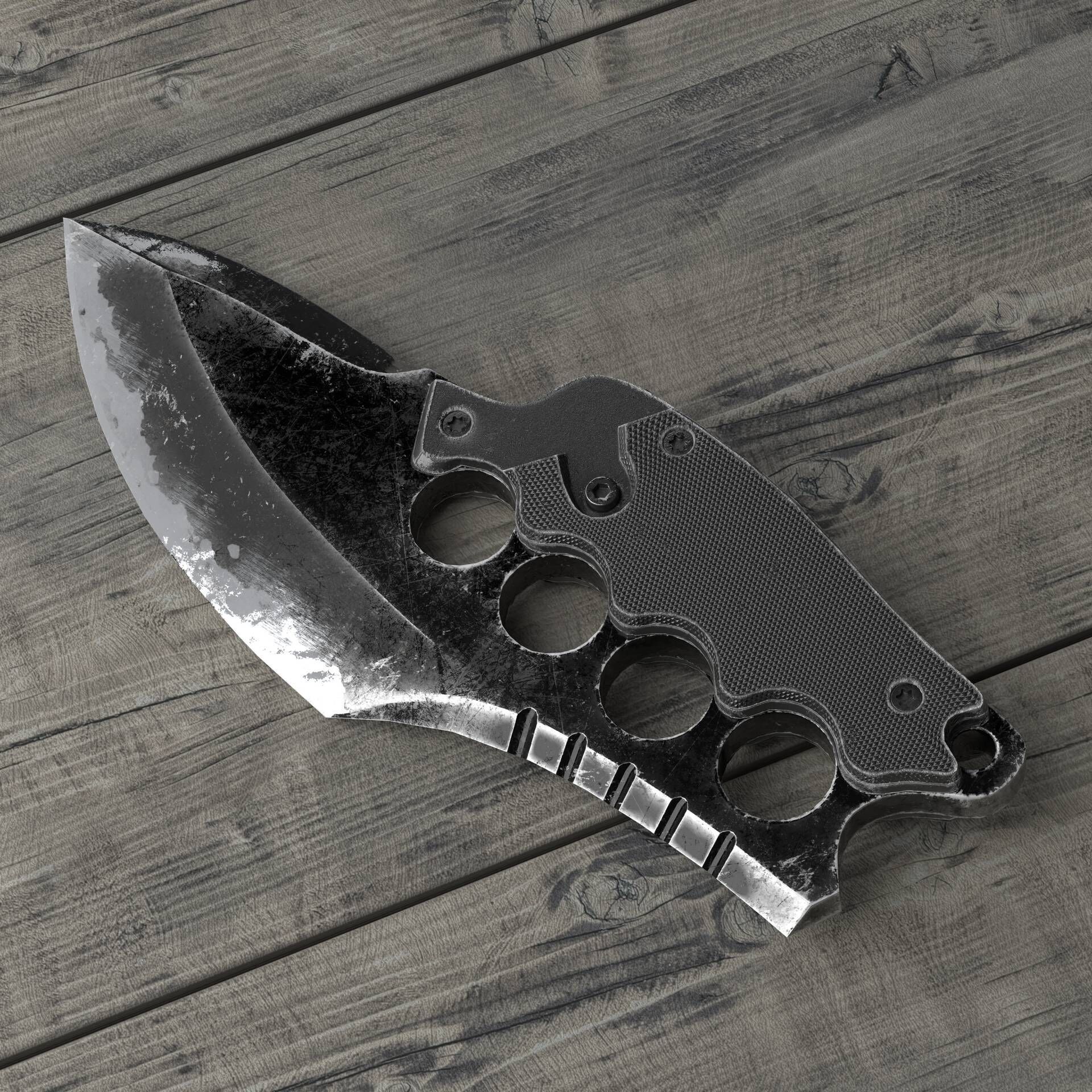 Combat hunter knife low poly Low-poly 3D model_2