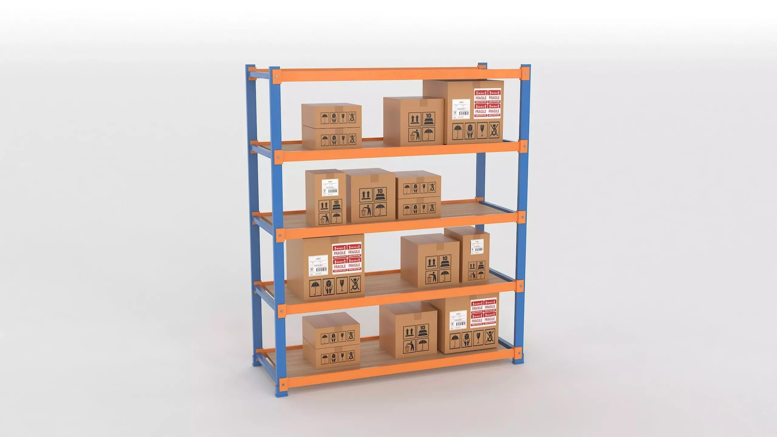 Industrial Warehouse Storage Rack 3D Model Low-poly 3D model_0