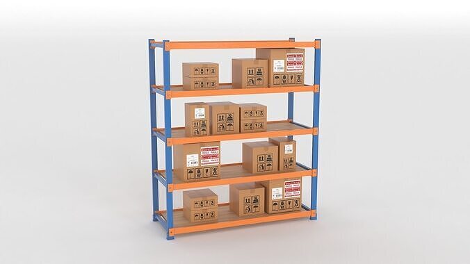 Industrial Warehouse Storage Rack 3D Model  Low-poly 3D model