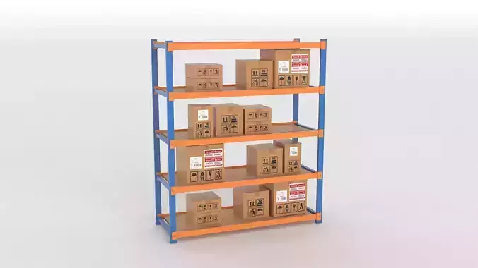 Industrial Warehouse Storage Rack 3D Model 
