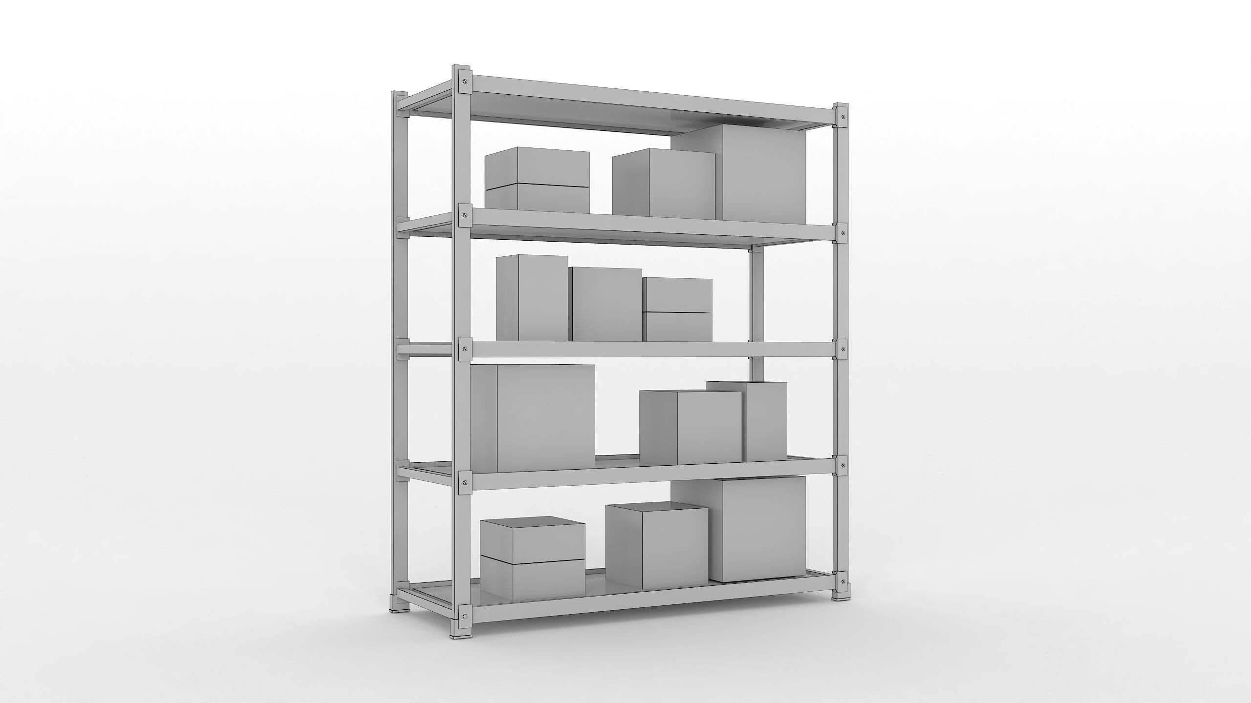 Industrial Warehouse Storage Rack 3D Model Low-poly 3D model_5