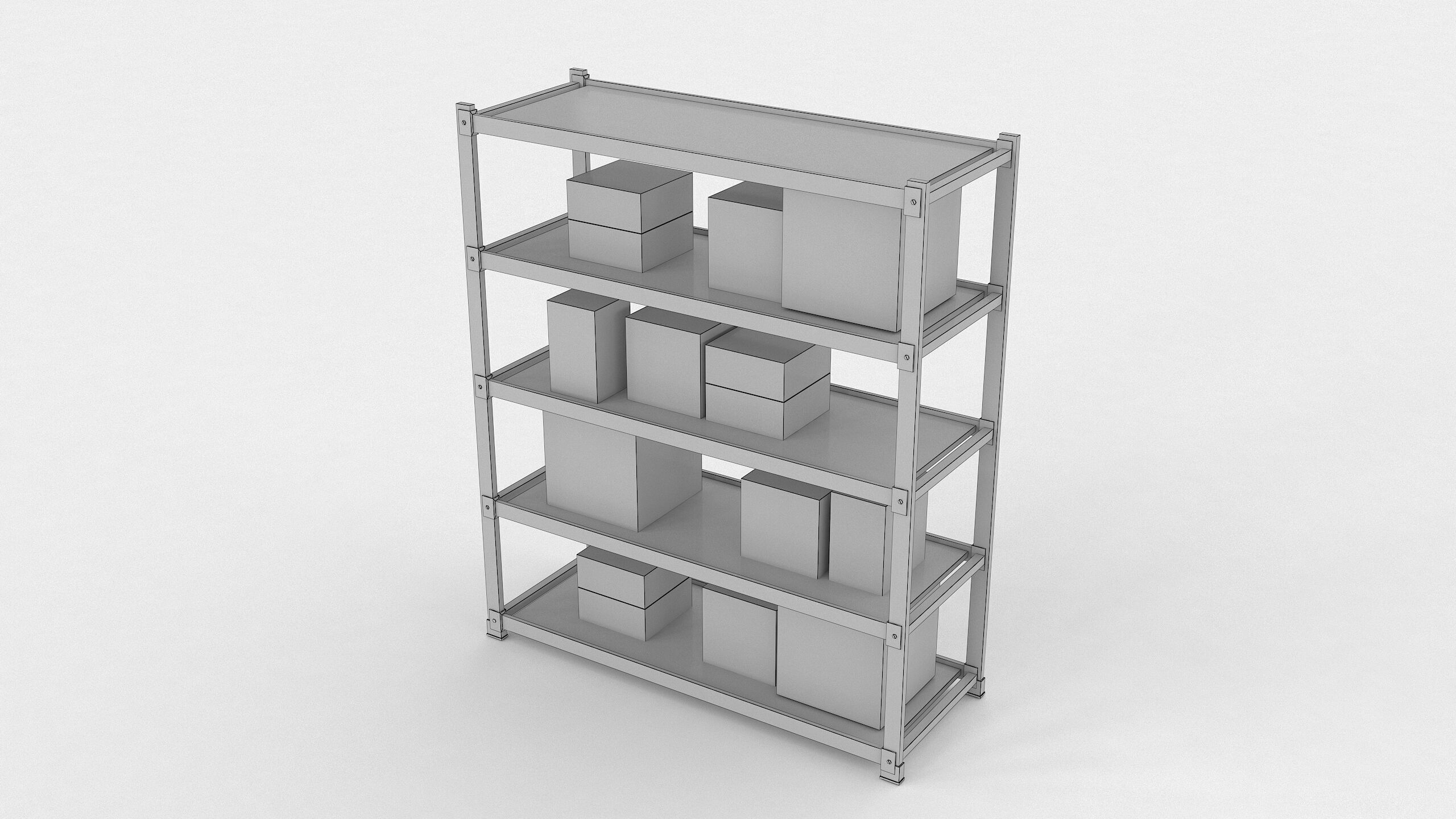 Industrial Warehouse Storage Rack 3D Model Low-poly 3D model_6