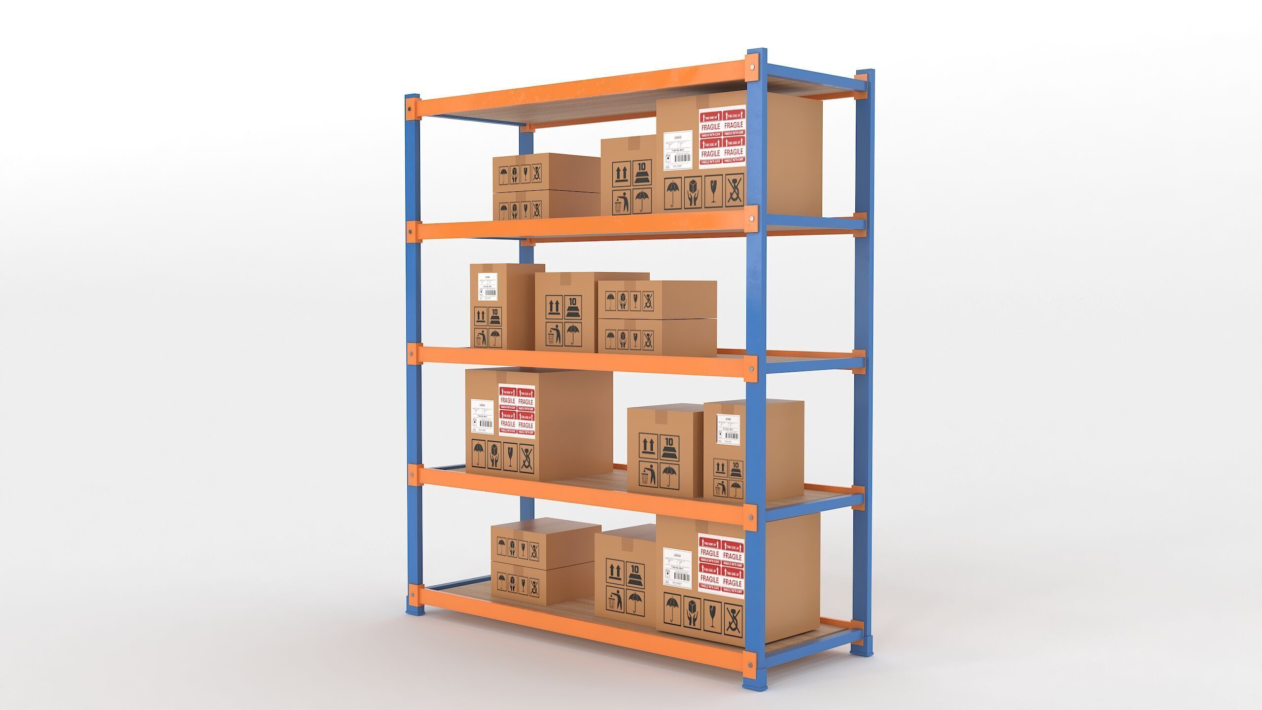 Industrial Warehouse Storage Rack 3D Model Low-poly 3D model_3